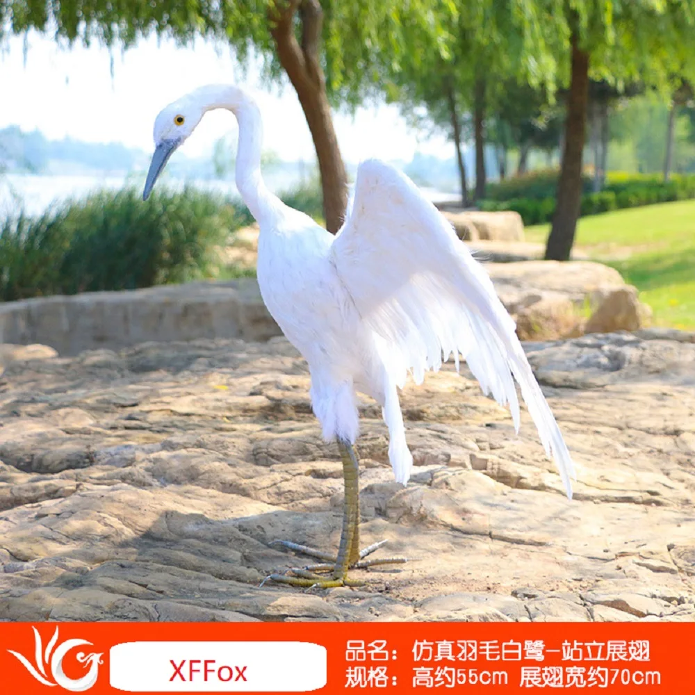 new simulation Egret model foam&feather handicraft wings Egret bird garden decoration about 55x70cm xf2923