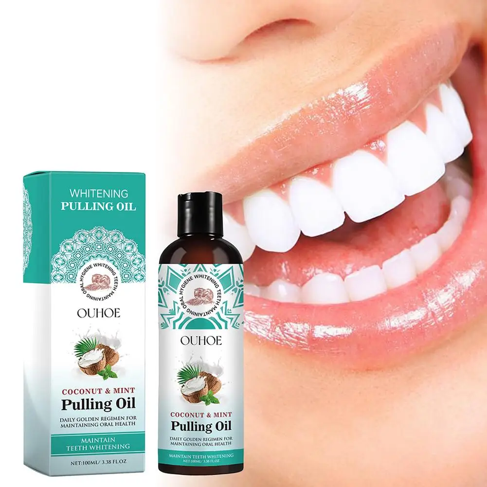 100ml Whitening Pulling Oil Mouthwash Health Gums Coconut Stains&Fresh Teeth Deep Food Remove Cleaning Oil Whitening Breath Z3Q5