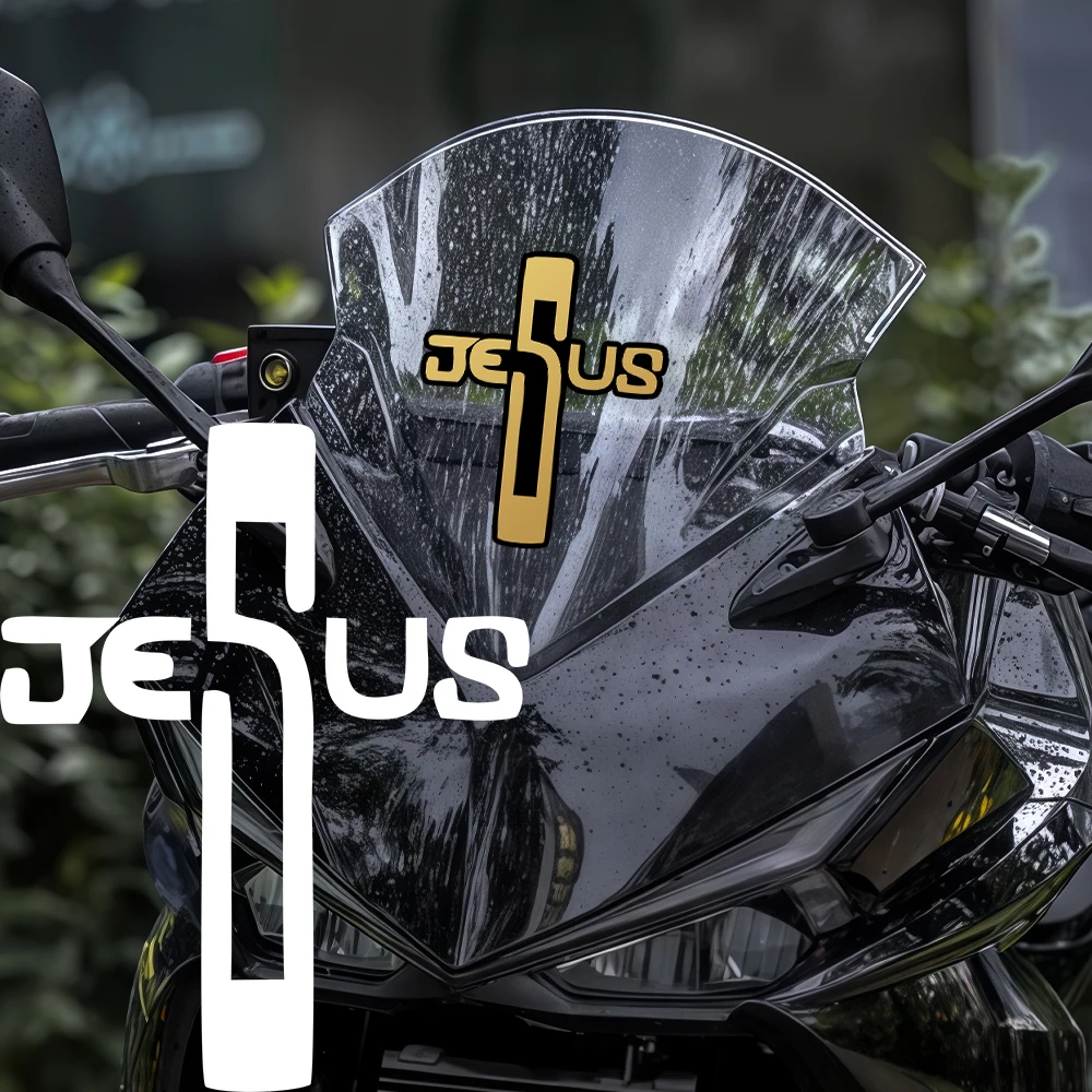 

1Pc Jesus Christian Cross Religious Vinyl Sticker, Waterproof Self-Adhesive Decal for Motorcycle Helmet Fuel Tank Fairing