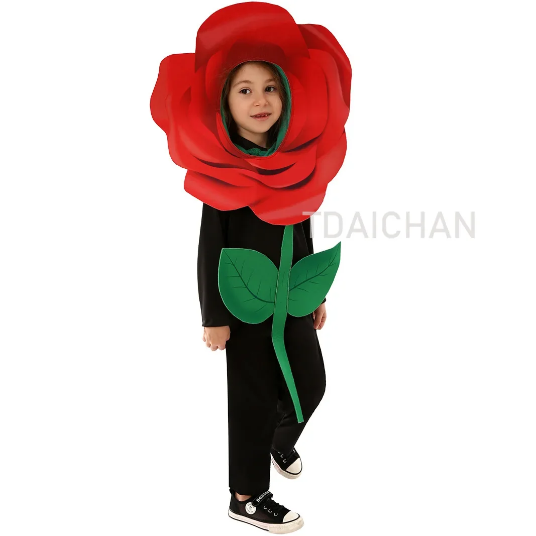 2025 Valentine's Day Plant Rose Cosplay Costume Proposal Party Stage Performance Wedding Flower Girl Cute Jumpsuit