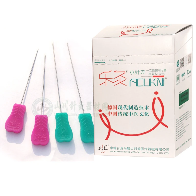 EACU Disposable Sterile Acupuncture Needles Plastic Handle Blade Flat Edge Knife Needle Acupotomy needle 50 Pcs /Pack