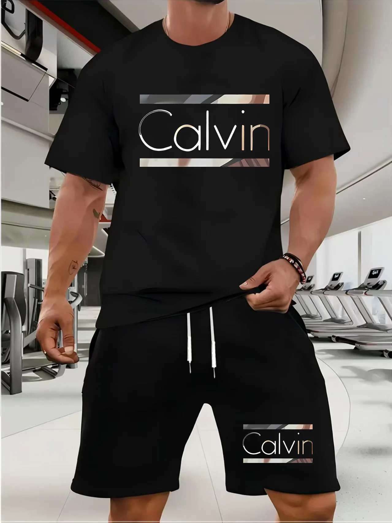

Men's casual T-shirt set, sportswear, multi-functional casual set, summer shorts, outdoor T-shirt and shorts