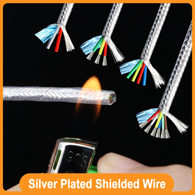 

1/2/5/10M Silver Plated Shielded Wire Sq 0.15 - 0.5mm High Purity Copper Cable DIY Hifi Audio Amplifier Speaker Headphone Line