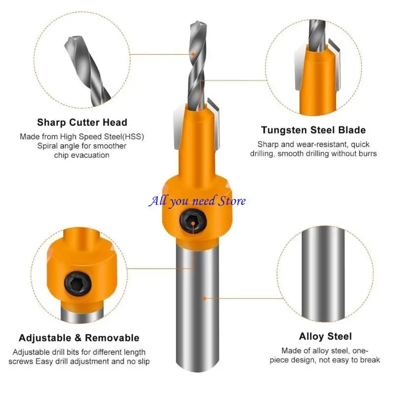 Conjunto broca contraste K9FB, 5pcs Bit broca broca 5pcs bit hexágoa