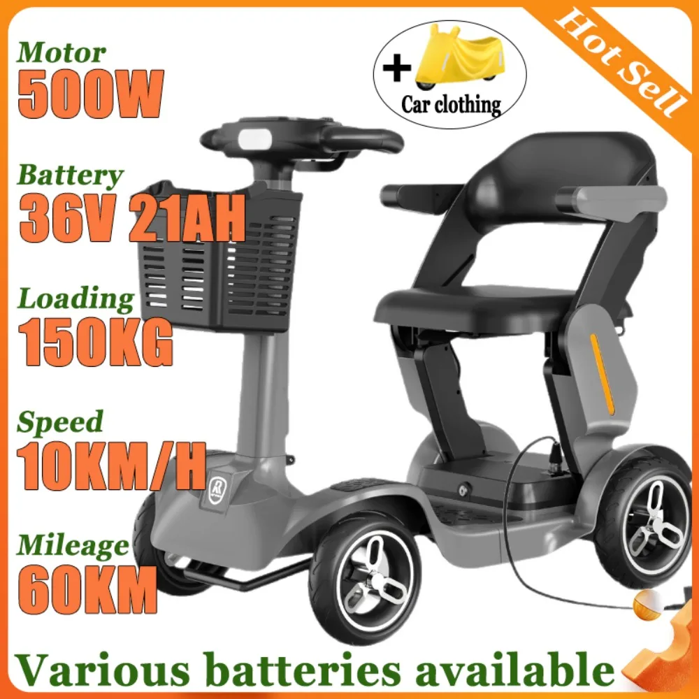 Mini For Seniors Stylish 4 Wheel Disabled Folding with Armrests Electric Scooter Adult with Basket Commuting Mobility Scooter