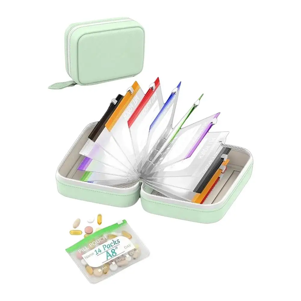 

Weekly Travel Pill Organizer with 14PCS Waterproof Pill Pouches Portable Medicine Storage Box for Daily Medication