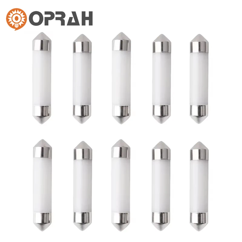 

10pcs C5W 31-36-41mm Led Festoon Lamp COB Ceramic Shell Car LED Bulb Map Light Vehicle Trunk Door Dome Light For Car 6000K 12V