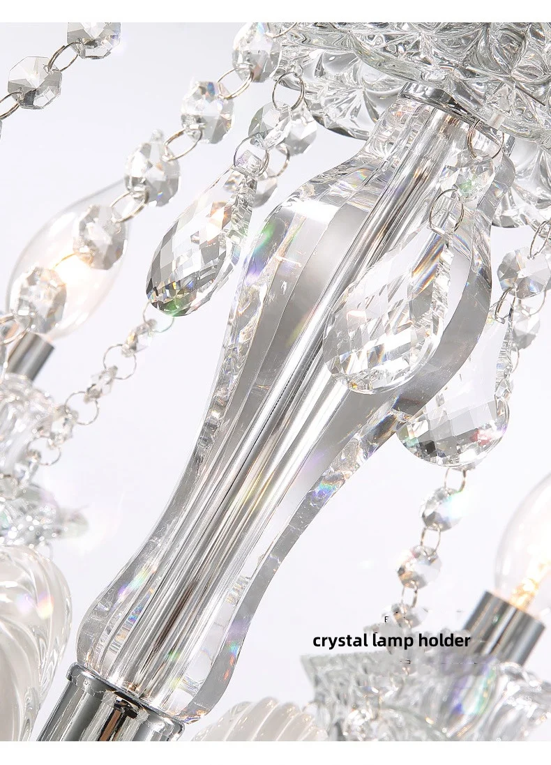 French Crystal E14 Candle Chandelier Living Room Glass