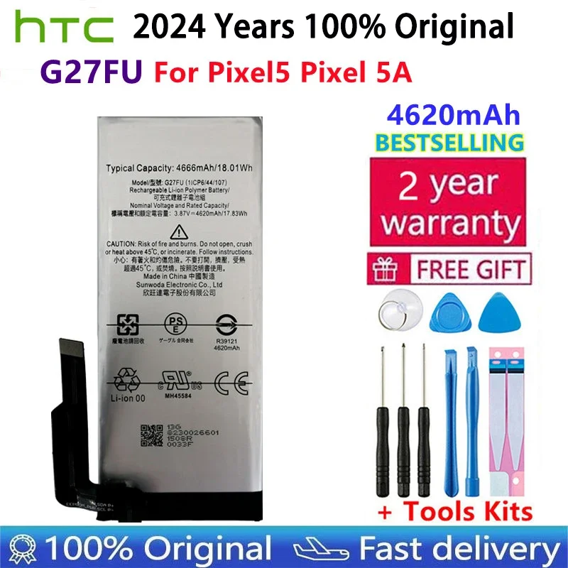 100% Original New High Quality G27FU 4620mAh Phone Replacement Battery For HTC Google Pixel 5A Batteries Bateria Fast Shipping