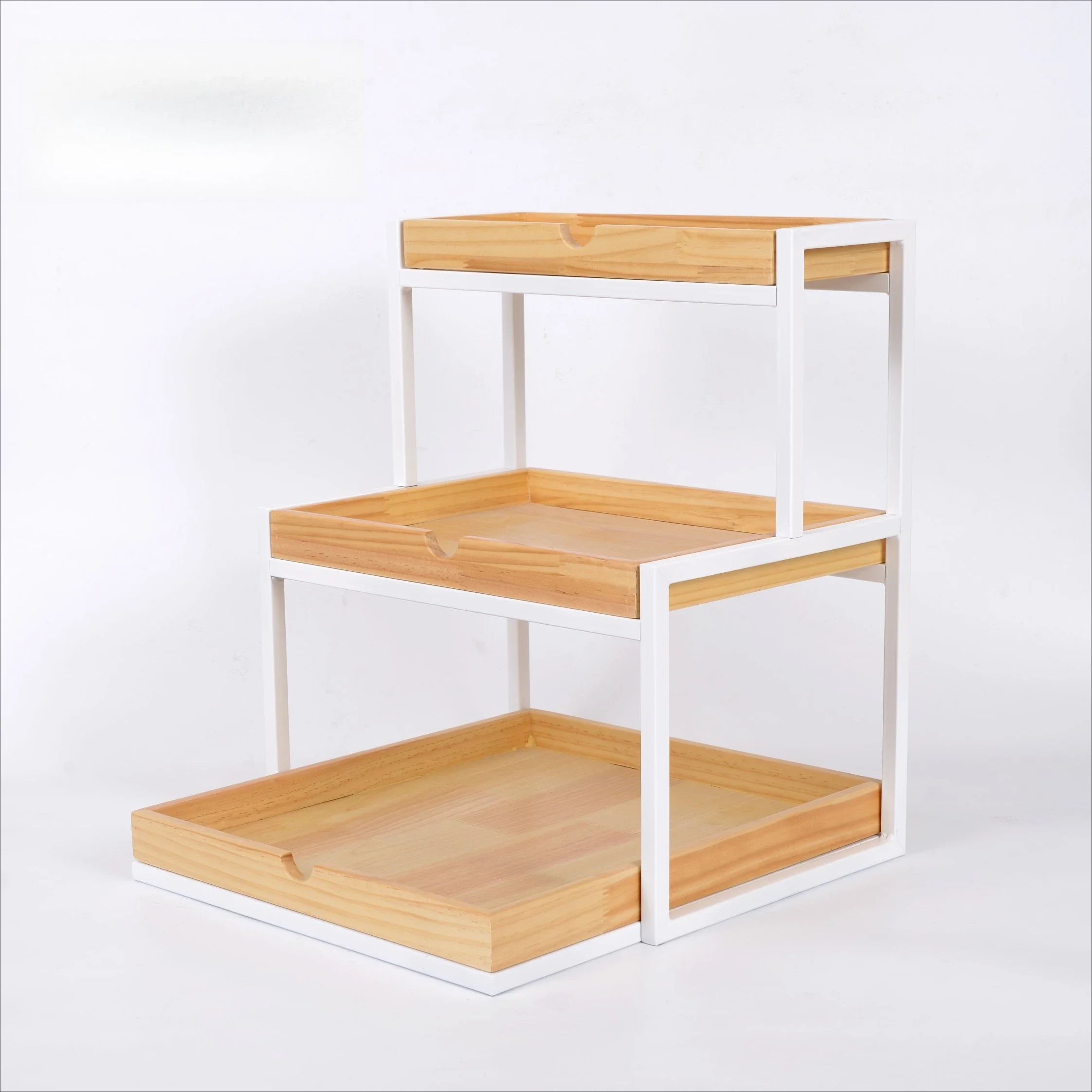 Three-layer ladder pine iron frame bread supermarket fruit clothing flower display rack promotion booth