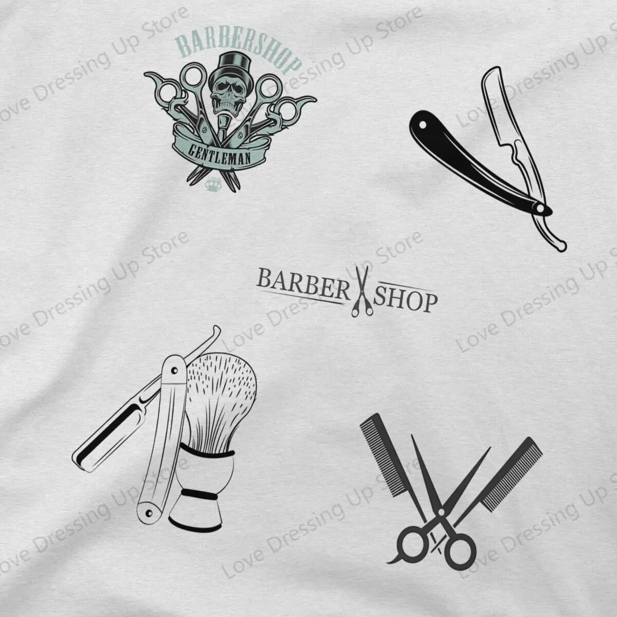 100% Cotton T-shirt  Men's t-shirt barber shop Summer  Street Short Sleeve Top S-6XL