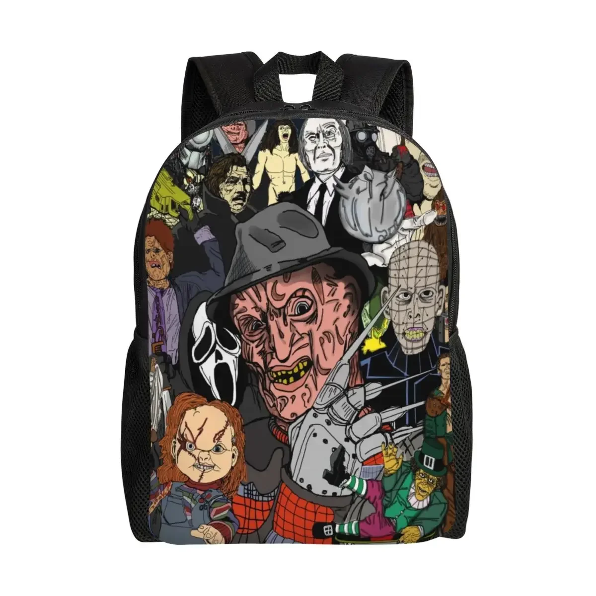 Customized Horror Movies Collage Backpack Women Men Basic Bookbag for College School Vintage Scary Film Bags