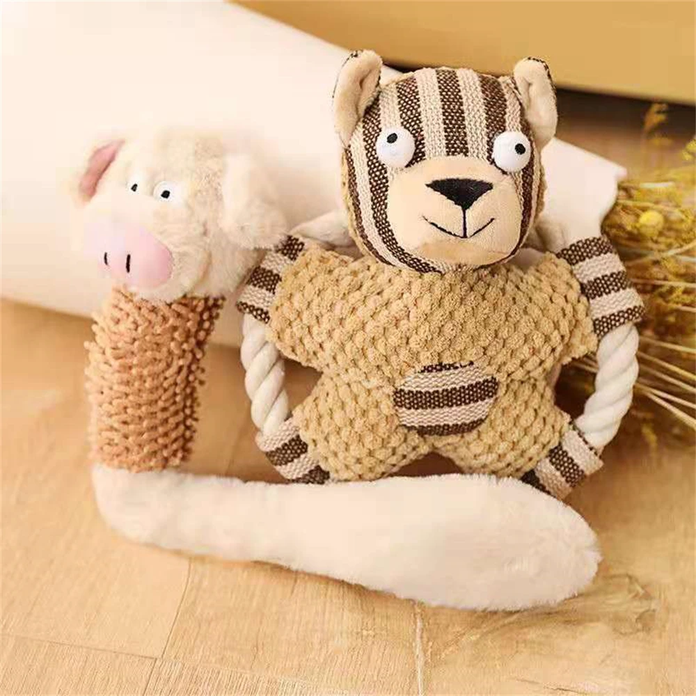 Plush Voice Puppet Bite-resistant Rope Knot Training Durable Dog Toys Molar Teeth Cleaner Prevent Tearing Molar Teeth Plush Toy