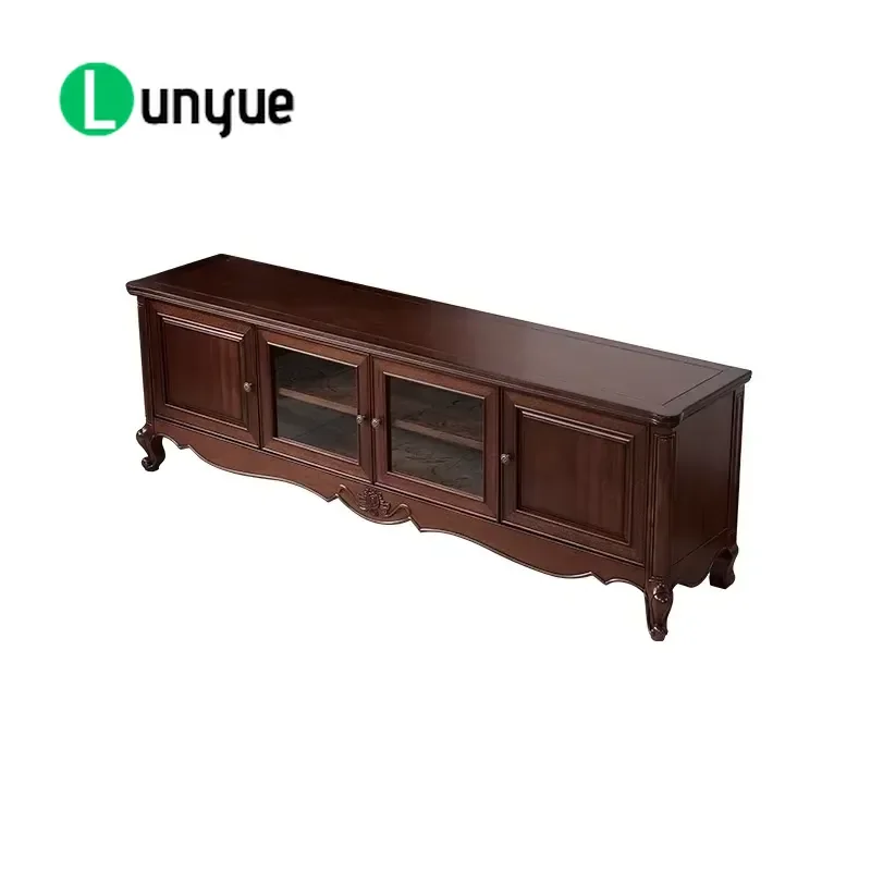 Modern American Solid Wood TV Cabinet Small Living Room Simple Storage Furniture Console Table for Home Entertainment Center