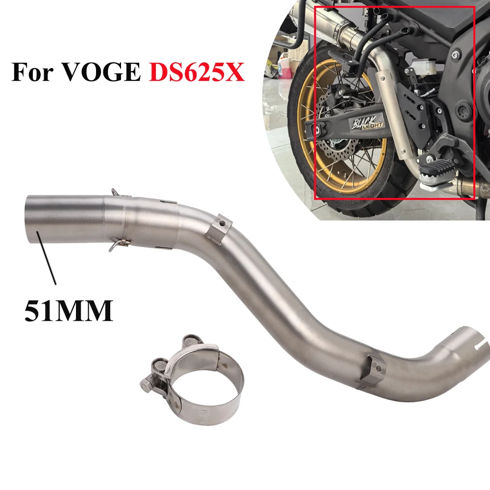 

51MM Pipe For VOGE DS625X DS625 All Year Motorcycle Exhaust Middle Link Pipe Slip On Escape DS625 Exhaust
