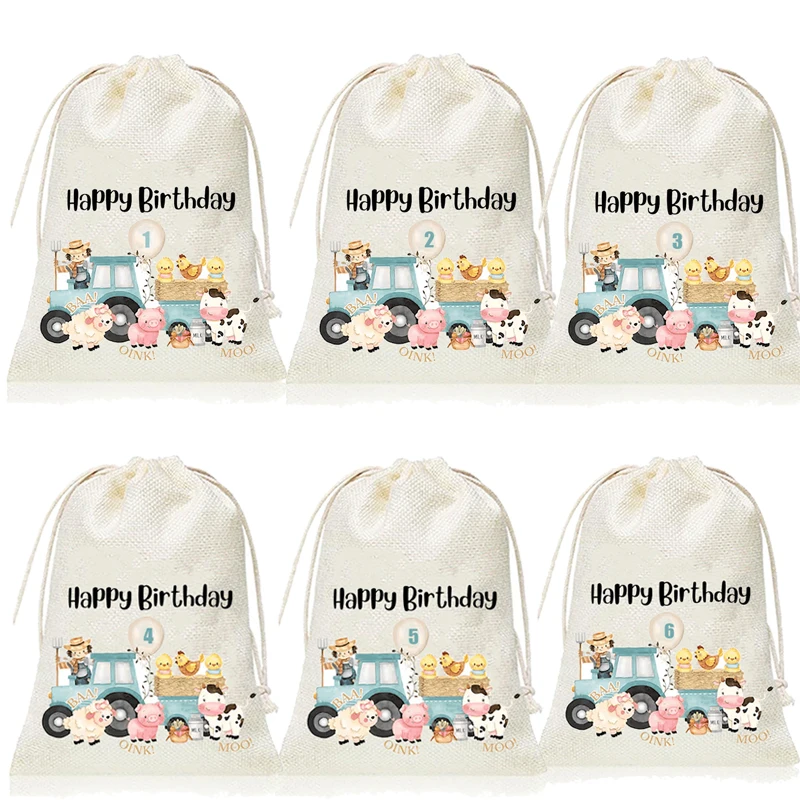 

5pcs bag Barnyard Farm Animal themed Kid boy girl 1st 2nd 3rd 4th 5th 6th happy Birthday Party decoration welcome thank you gift