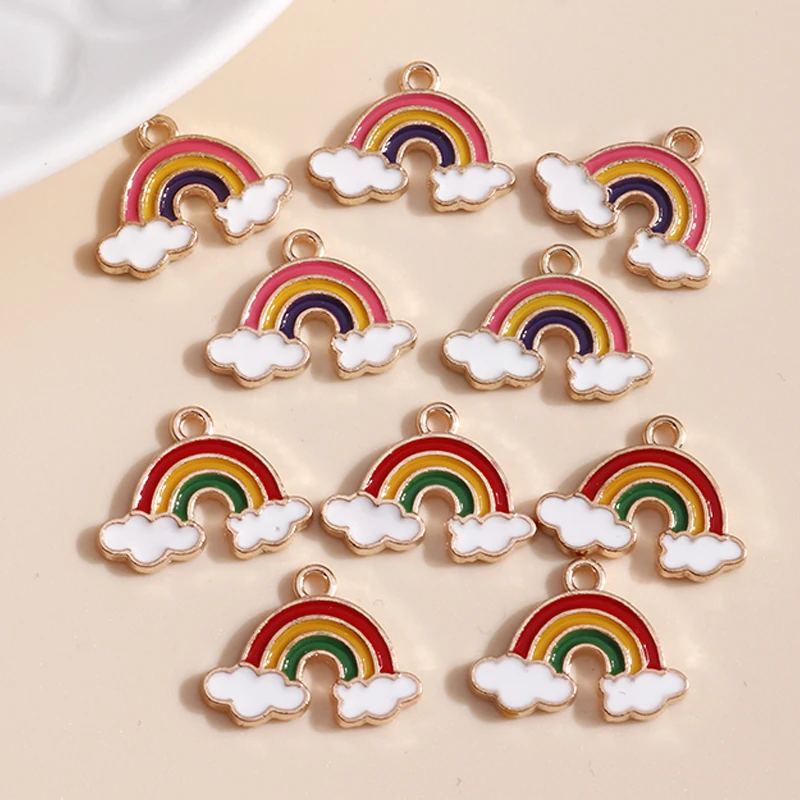 10pcs/lot 17*14mm Enamel Rainbow Cloud Charms for Jewelry Findings DIY Colorful Charms Necklaces Pendants Earrings Making