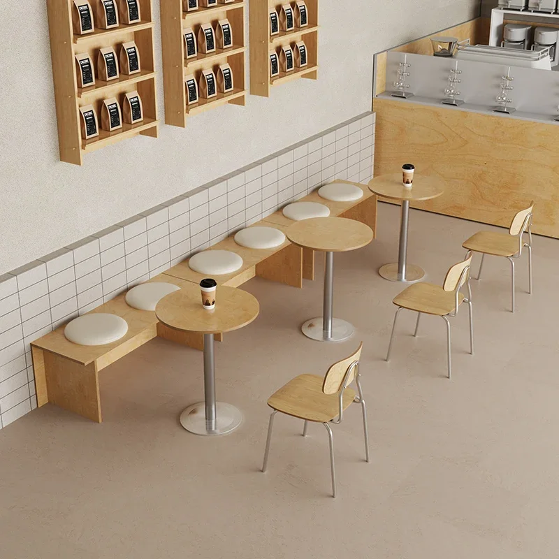 

Korean Cream Style Cafe Card Seat Table and Chair Combination Internet celebrity Milk Tea Dessert Bakery Ocean Board Commercial