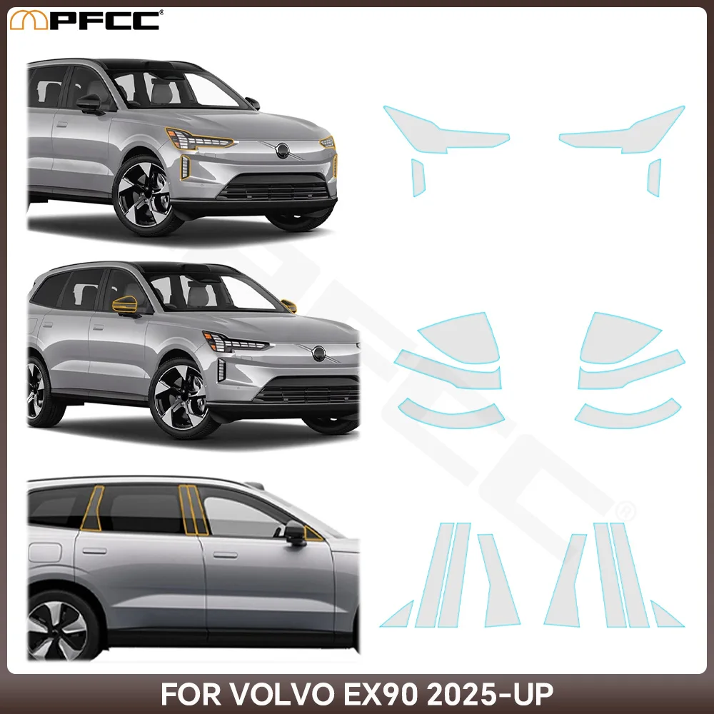 

TPU For Volvo EX90 2025 Headlight Rearview B C Pillars Protection Film PPF Car Sticker Anti-scratch Protective Accessories