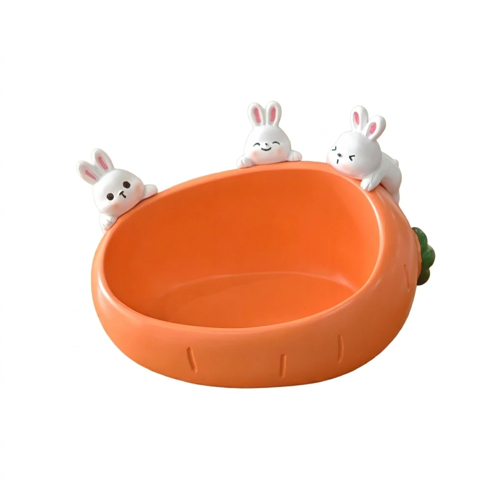 Resin Storage Bowl Organizing Rabbit Carrot Holder for Living Room Coffee Table Office Desk Decor Cute Weighted Base Gift