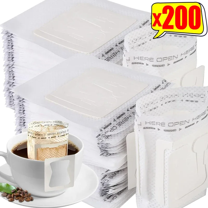 

50/200PCS Disposable Coffee Filters Drip Coffee Paper Bags Portafilter Hanging Ear Coffee Filters Home Kitchen Tea Making Gadget