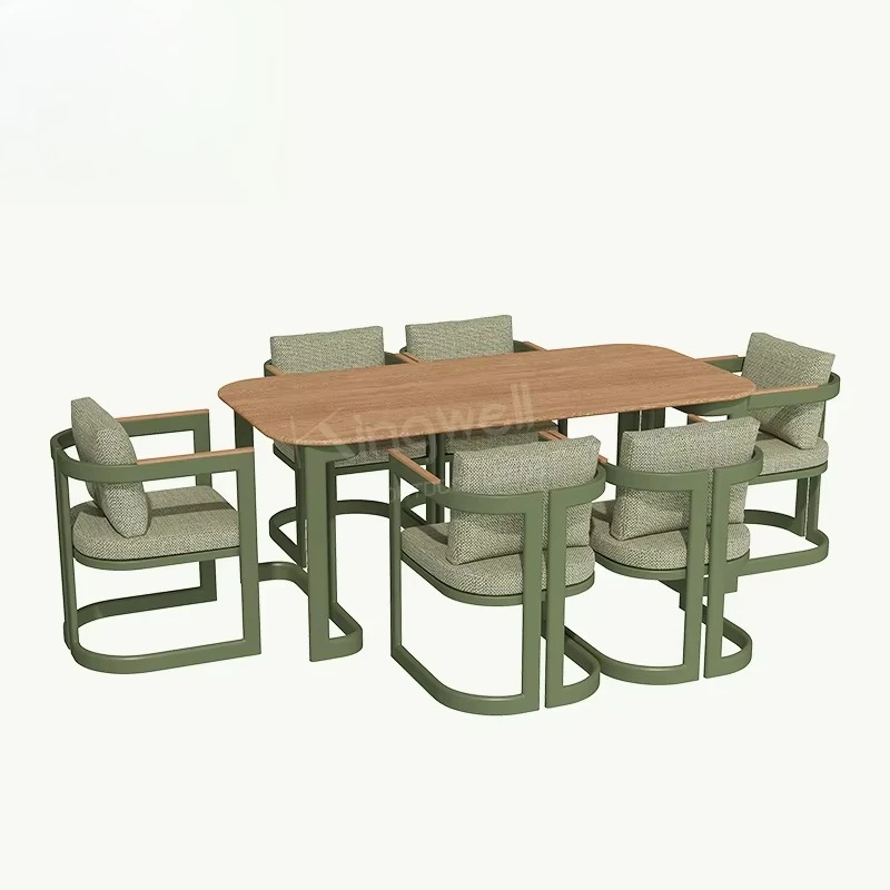 Modern Design Aluminum Outdoor Dining Set Home Hotel Courtyard Apartment Durable Metal Furniture Tables and Chairs