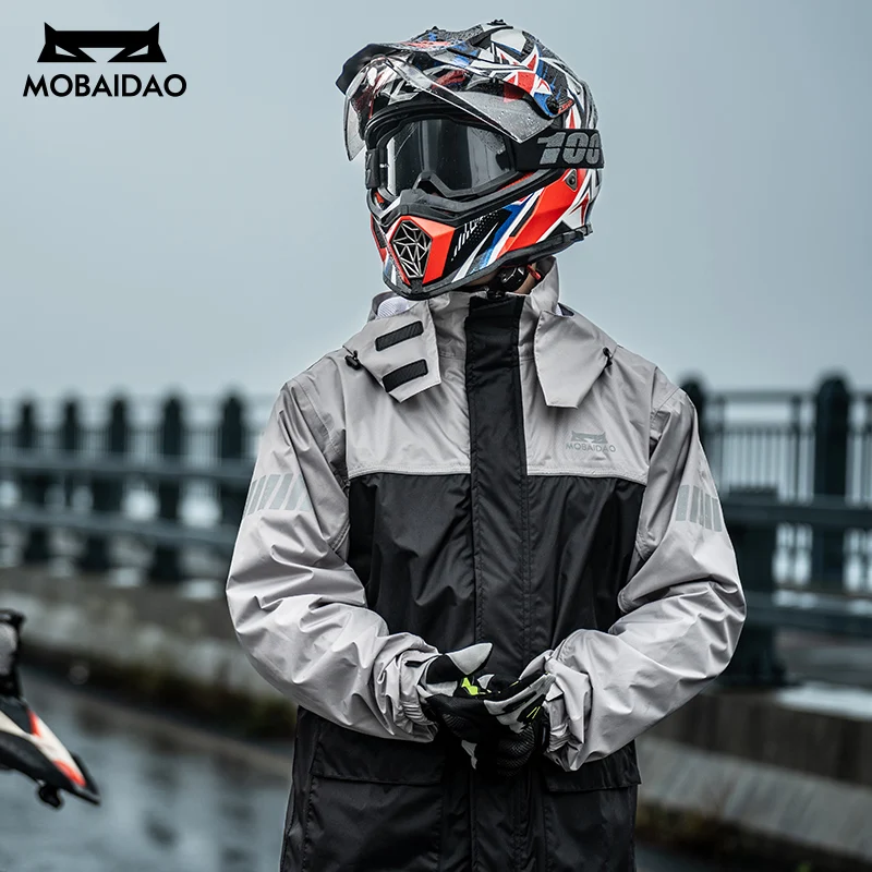 Split Motorcycle Raincoat Suit Reflective Waterproof Windproof Motorcycle Cycling Rain Trouser Jacket Moto Collapsible Suit