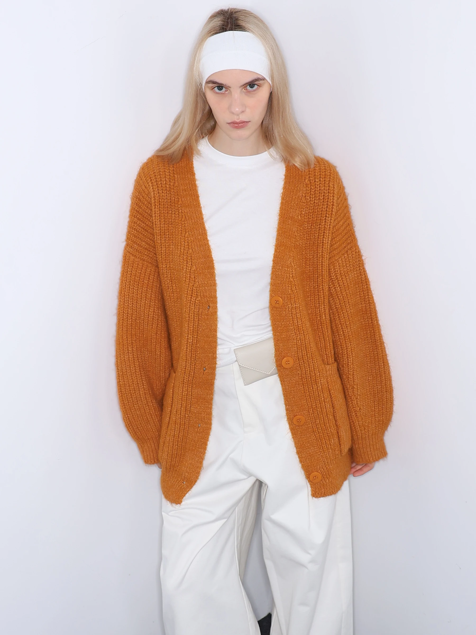 

JDE Mid-Length Open Cardigan Sweater Women's Loose Slimming Lazy Sle Knitted Outerwear Lantern Sve Korean Sle Commute