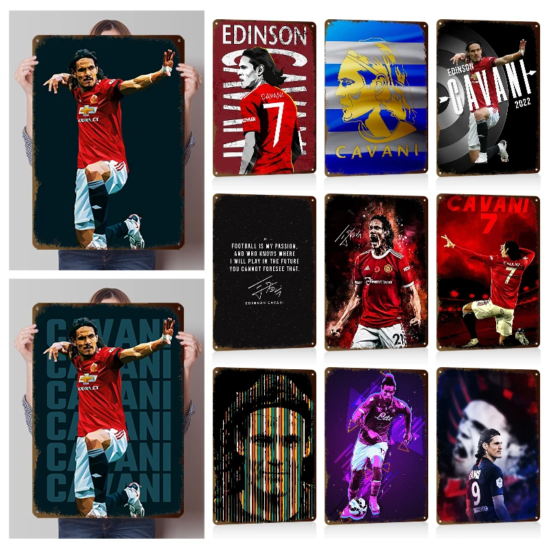 Póster Metálico Decorativo de Edinson Cavani, Letreros Metálicos Vintage Personalizables para Cuarto de Hombre, Decoración Moderna para el Hogar