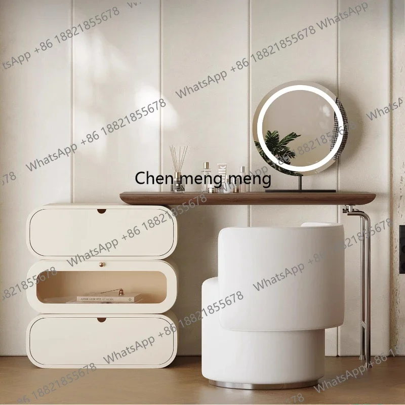 solid wood cream style Makeup vanity Multi functional bedroom Dressing table with mirror chest of drawers Designer Furniture