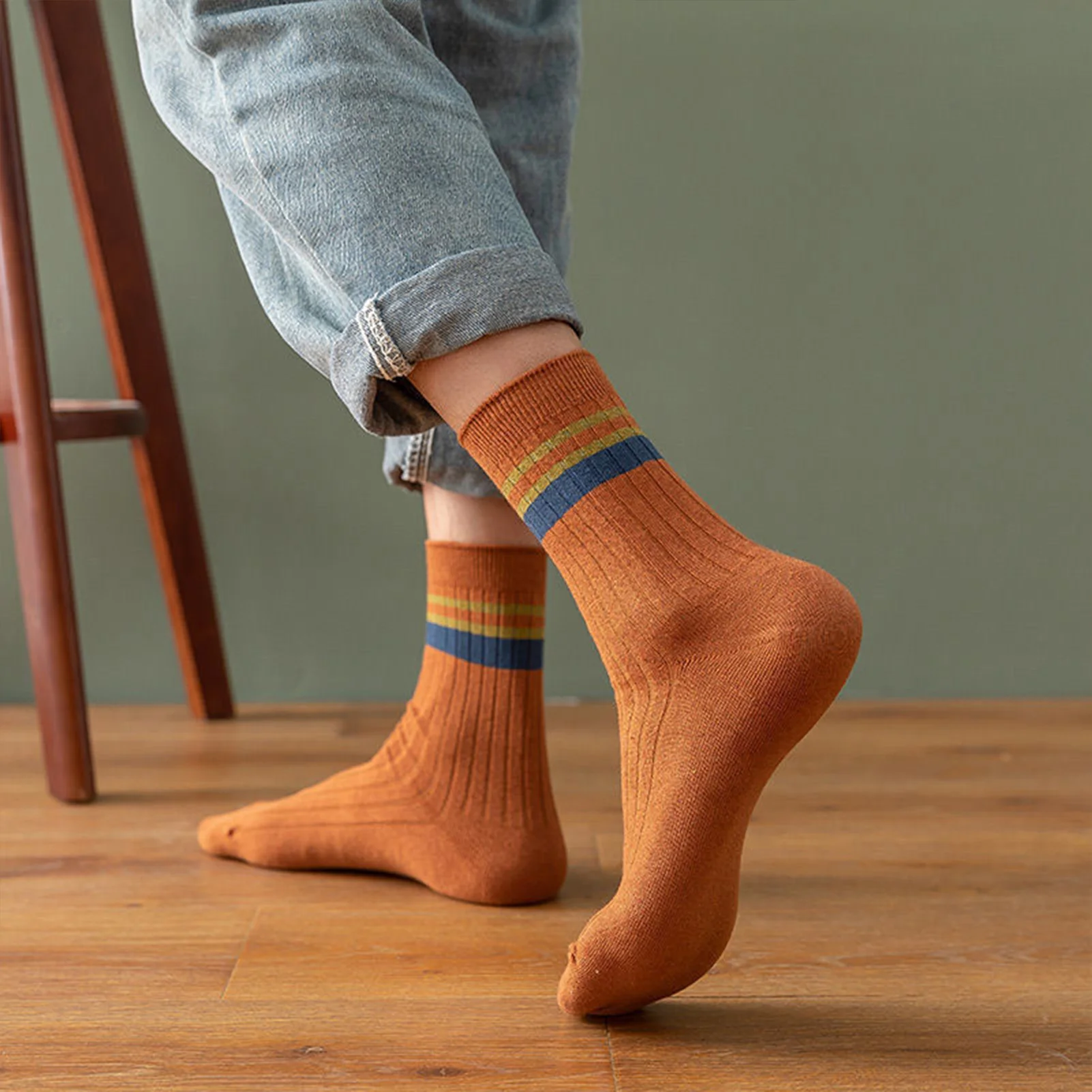 7 pares de calcetines informales para hombre, diseño de rayas de retales, calcetines transpirables aislados para clima frío extremo