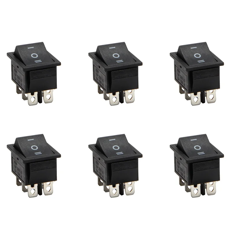 

FAST-6X 6-Terminals 3 Position ON/OFF/On DPDT Boat Rocker Switch 16A 250VAC 20A 125VAC