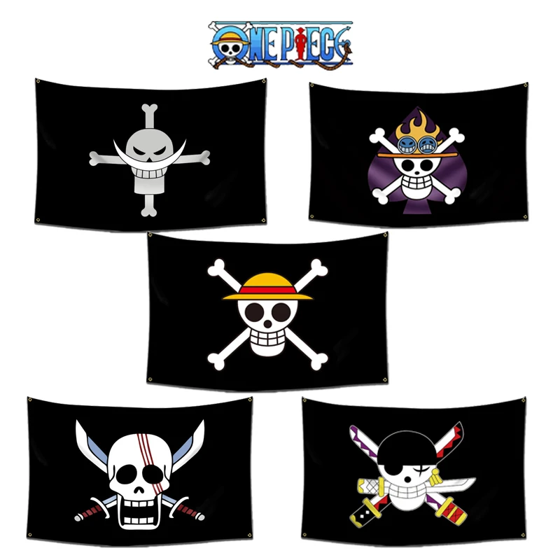 Anime One Piece Straw Hat Pirates Flag Home Bedroom Wall Decor Banner Printed Painting Luffy Skull Flags Toys Kids Birthday Gift