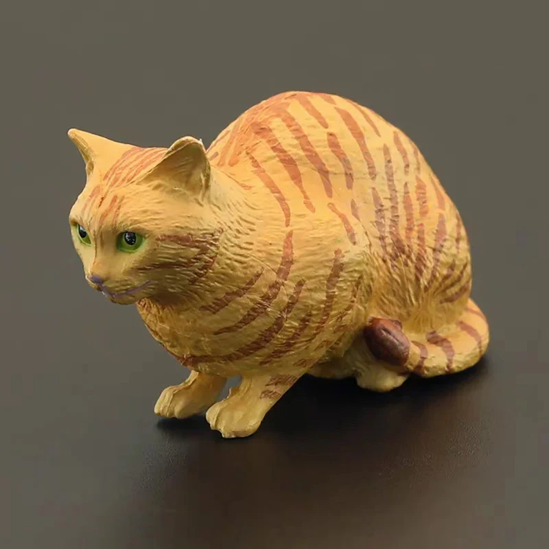 Solid Simulation Animal Model Lying Orange Cat Figurine Cute Desktop Decoration Mini Ornament