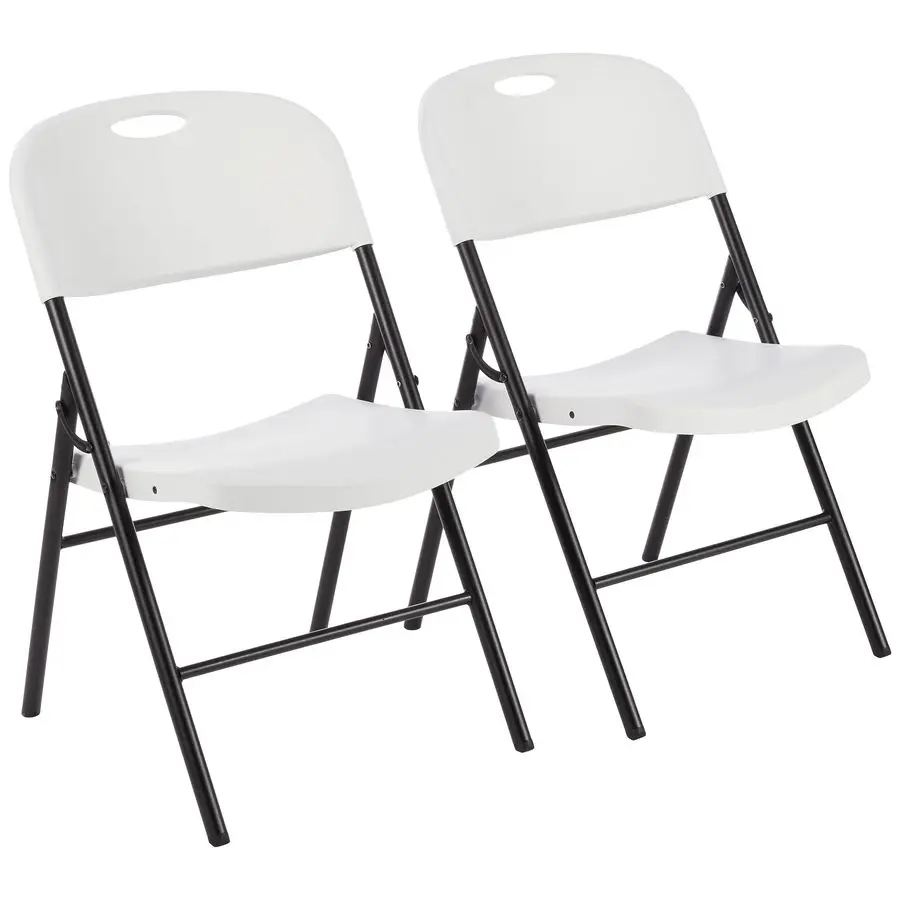 

Portable Folding Plastic Chair with Back Support, Easy to Fold and Store, 350Pound Capacity, White, 2Pack