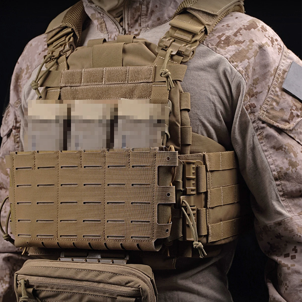 Tactical MOLLE Chest Panel With Quick-release Triple Magazine PouchTactical Chest Gear for Hunting, Airsoft Paintball Shooting