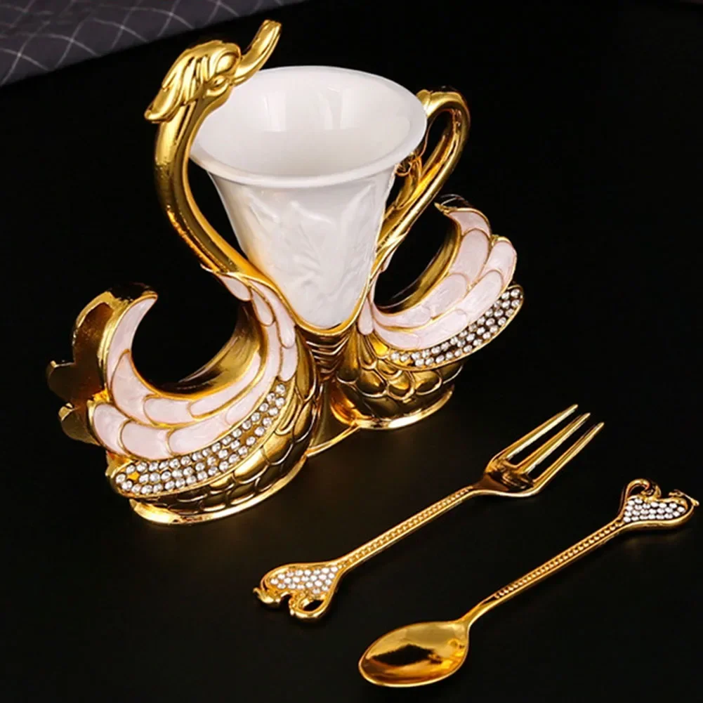 Swan Base Holder Dinnerware Set 13 8 13 3cm Spoon 11 2cm Fork 11 5 1 9cm Perfect for Coffee and Fruit Desserts