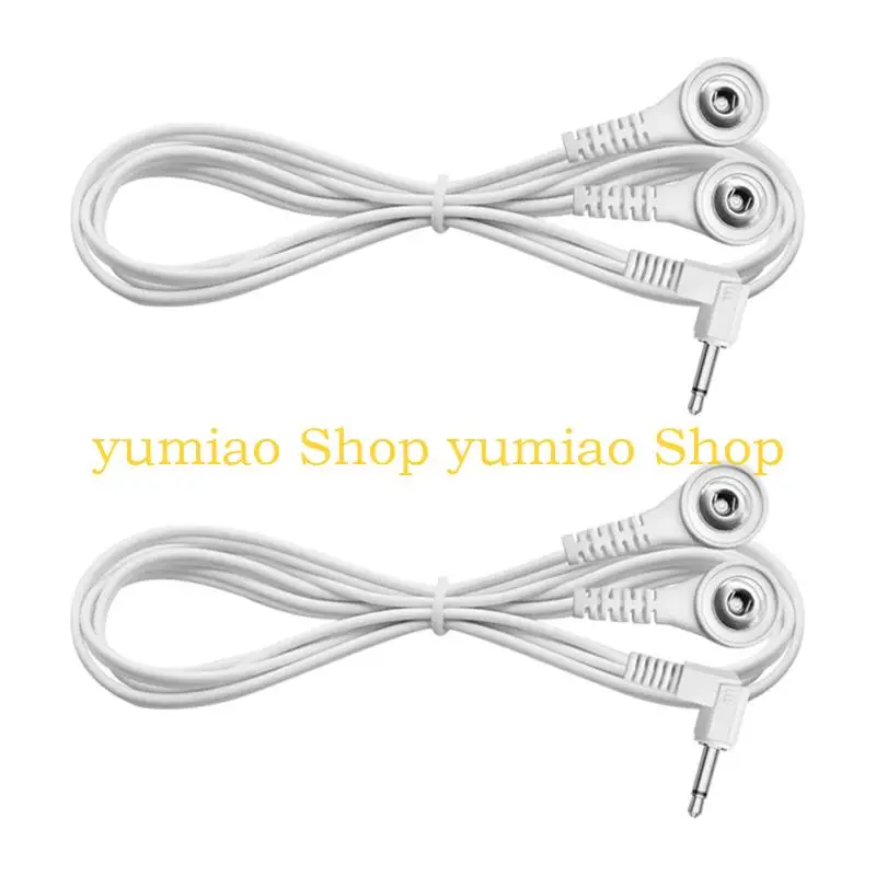 587B 2Pcs Heavy Duty Electrode Wire 2.5mm 3.5mm Angled Plugs To Double 3.5mm Connectors For TENS Units And Therapies Devices