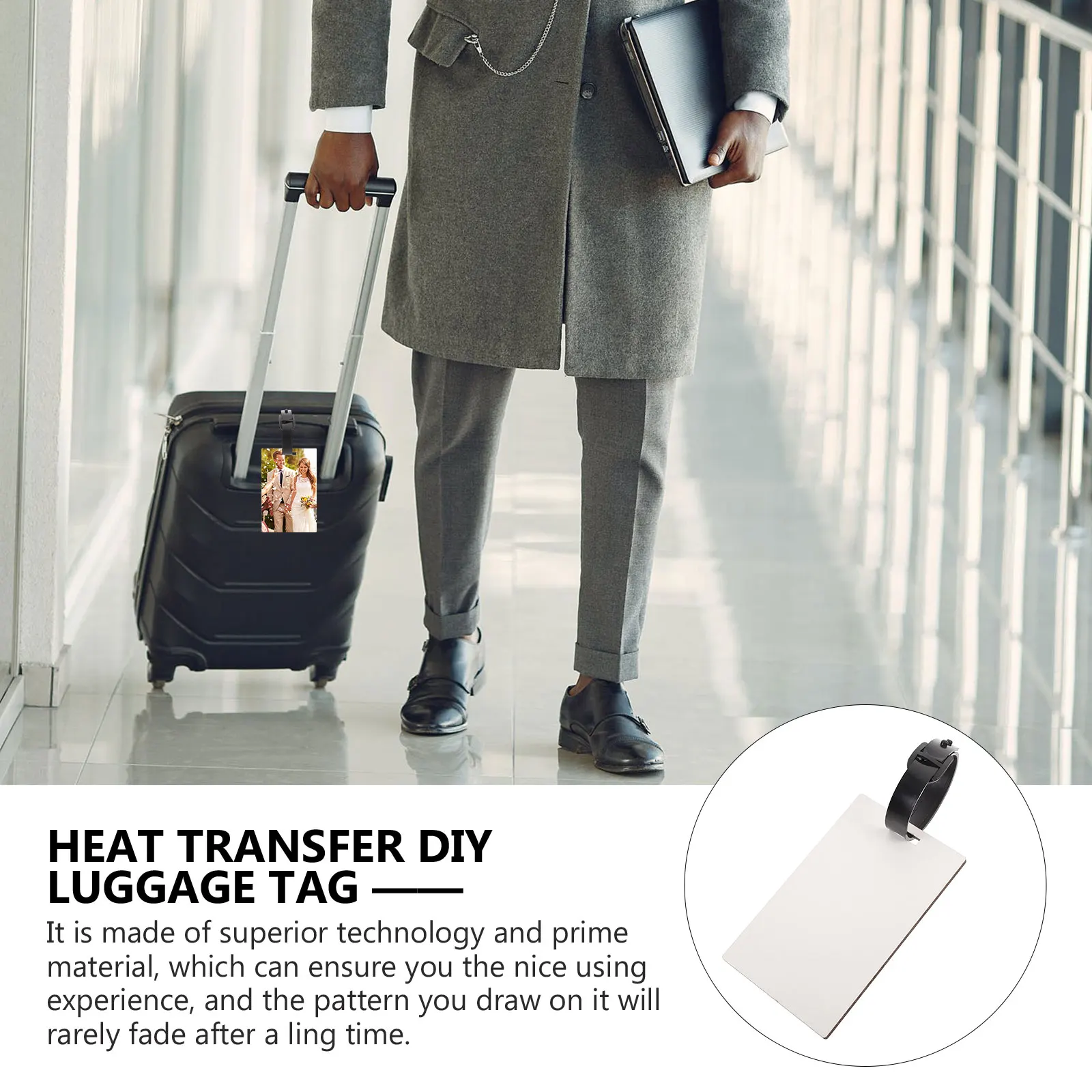

4 Pcs Luggage Tag Blank Bag Labels for Suitcase Sublimation DIY Heat Transfer Tags Travel Business Trips Compatible Most Bags