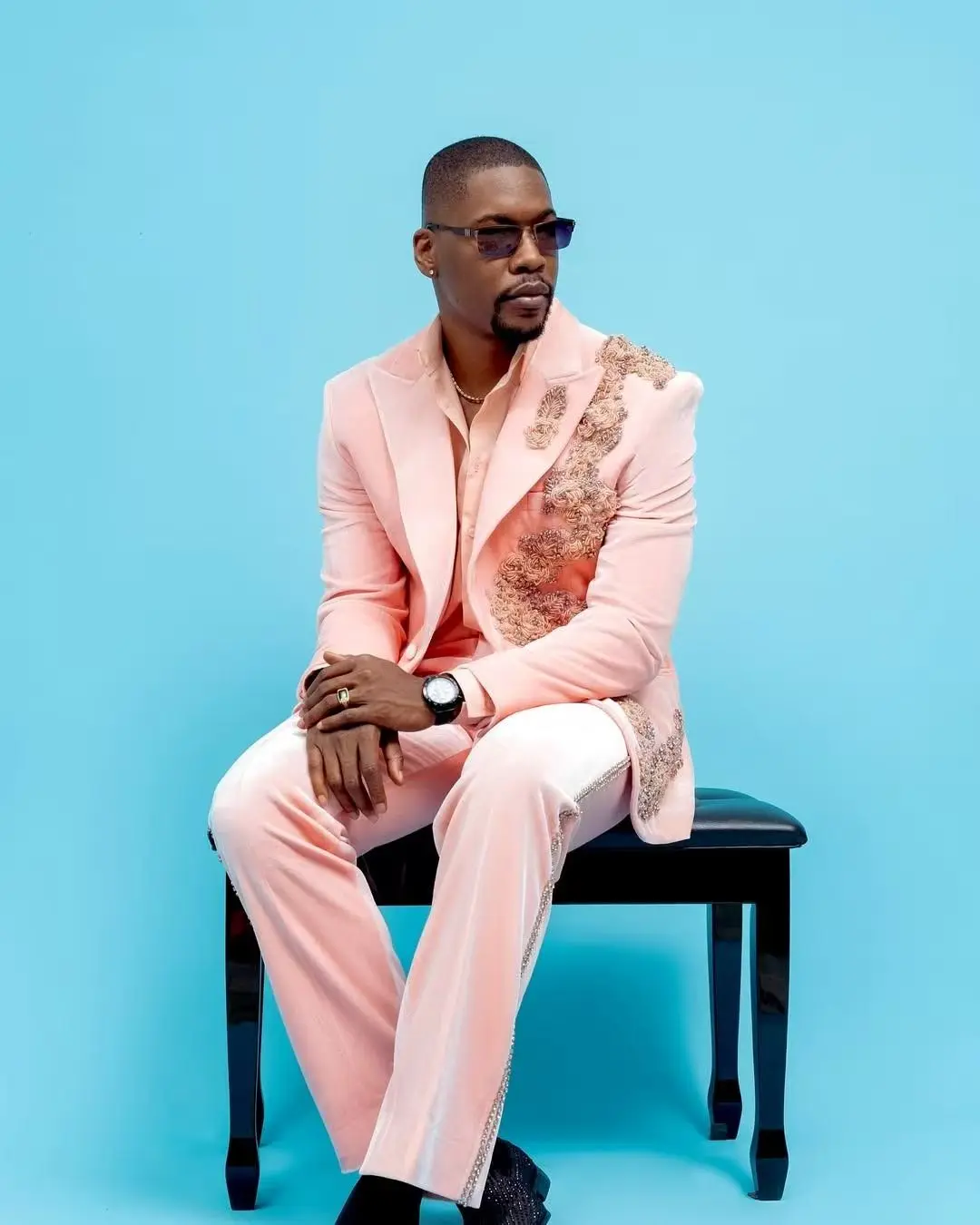 

Pink Men Suits 2 Piece Blazer+Pants 3D Flower Crystals Luxury Wedding Tuxedo Coat Customized Formal Cotton Jacket Trousers