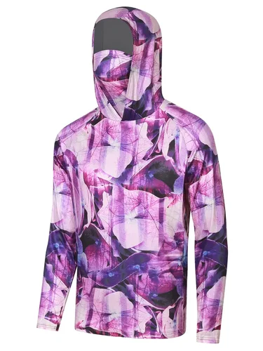 Imagen 2 del producto Ropa con capucha y máscara para hombre, Jersey de pesca transpirable que absorbe la humedad, protector solar y protección UV