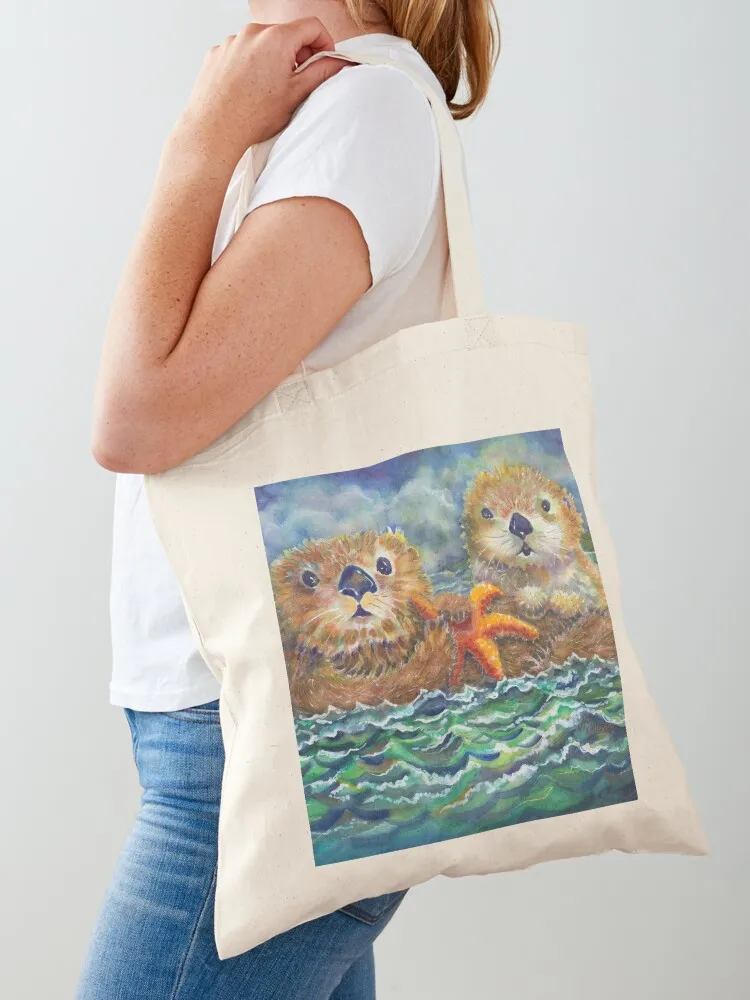 

Sea Otters Tote Bag supermarket folding bag foldable reusable bag canvas bags canvas tote