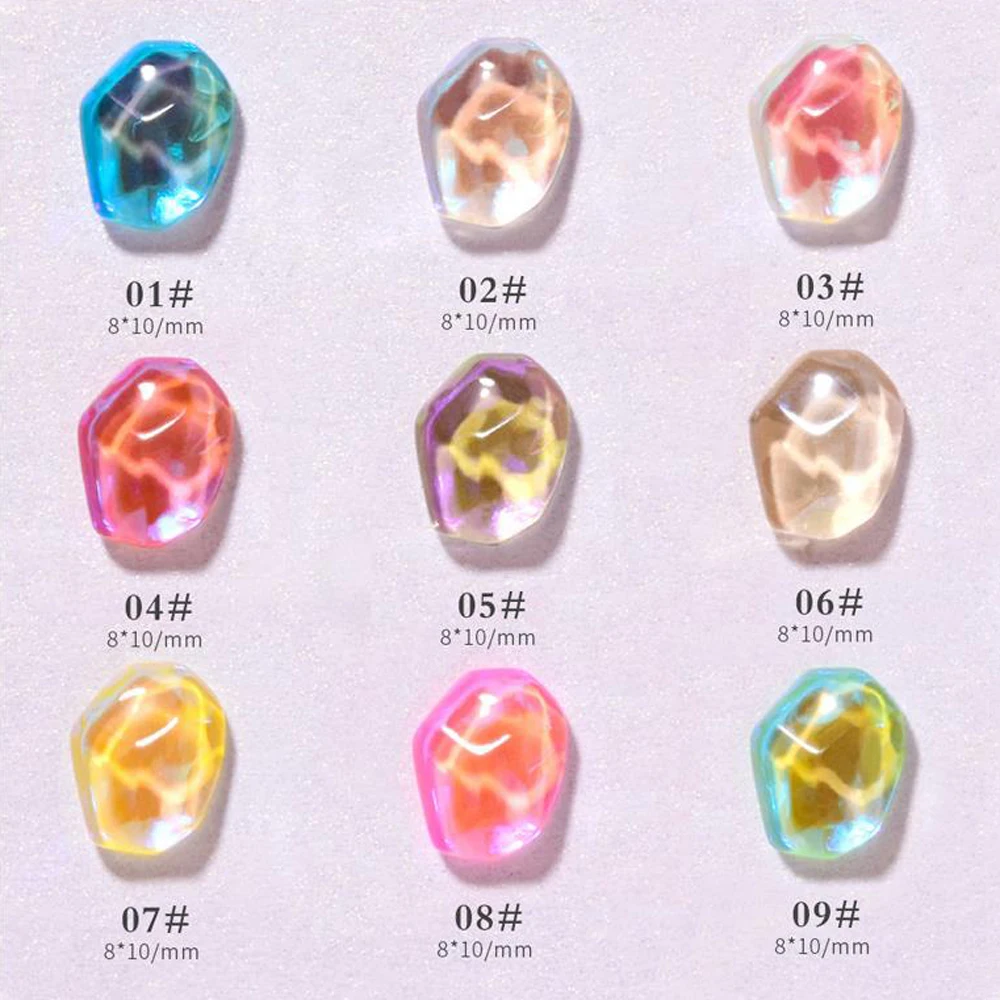 Crystal Block Nail Art Charme, 3D Radiant, ondinha colorida, gelo, ornamento, DIY, acessórios requintados, 20pcs