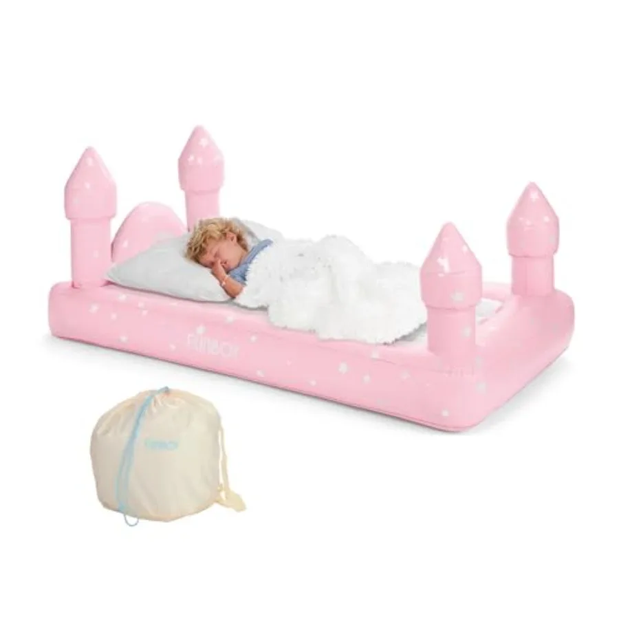 

Pink Castle Sleepover Travel Bed Air Mattress for Indoor Use, PVC Material, Pink, Inflatable with Built-in Pump and Carrying St