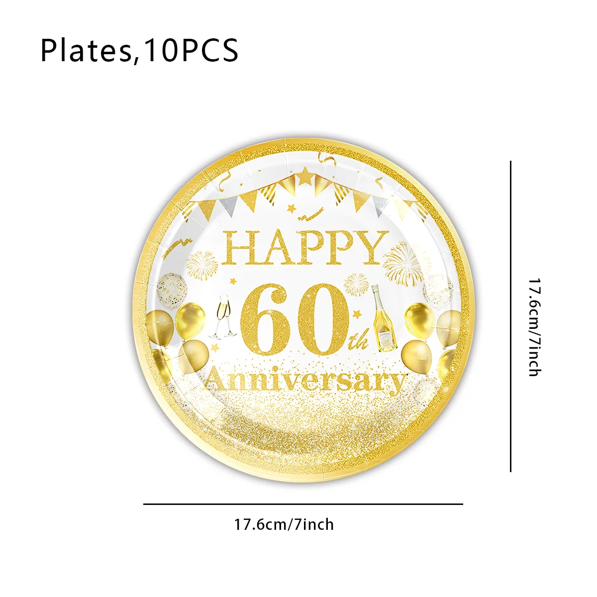 Fröhliche 40., 50., 60. Geburtstags-Party Tischdekoration Weiß-Gold-Thema Pappteller Becher Servietten für Männer und Frauen Fröhliche Jubiläums-Dekorationen – Detail 4