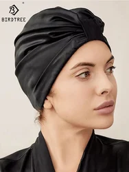 Birdtree 100% Silk Bonnets Women Double Layer Sleeping Night Cap Pure Silk Hair Wrap Beanie For Curly Girl A34401M