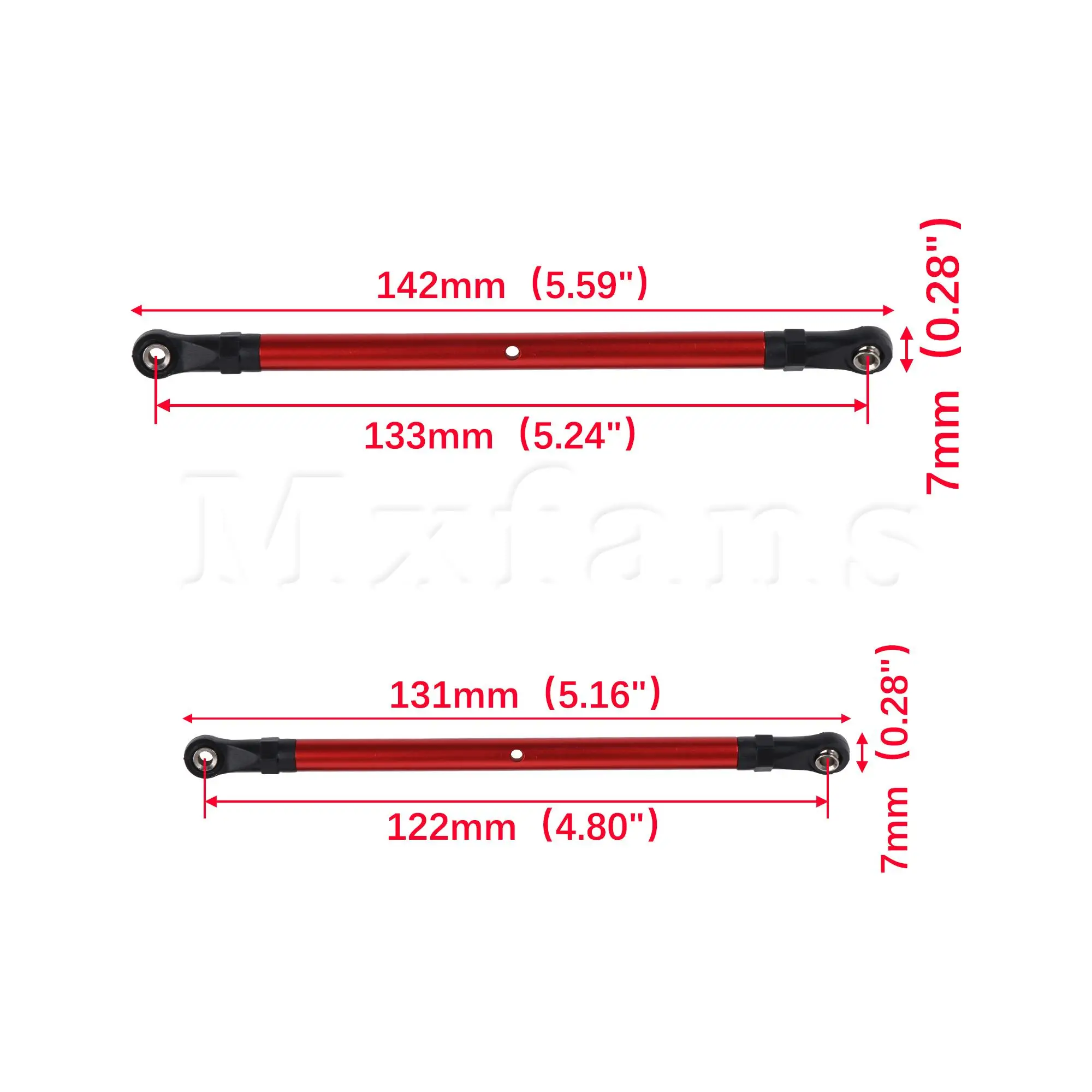 Mxfans 8Pcs RC Al. Rod Link Linkage Kit Replacement for AXIAL 313mm 1:10 Red