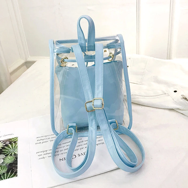 YUECIMIE Mini Fashion Women Backpack PVC Designer Girl Clear Transparent Bag Jelly Travel Backpack For Lady Female Shoulder Bag