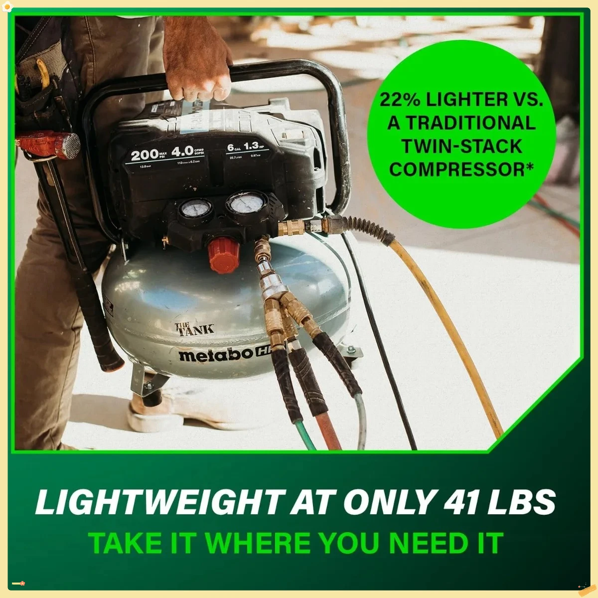 Compressor de ar 6 galões 200 PSI, compressor de panqueca portátil para enquadramento de nailers, revestimento, telhados, modelo EC914S