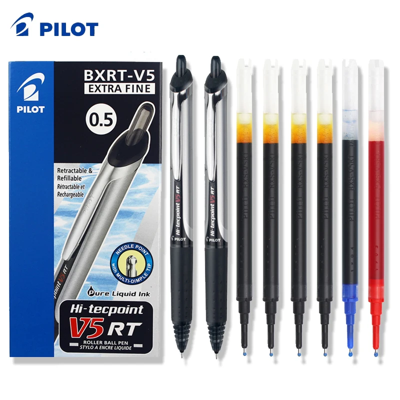 Japoński długopis żelowy Pilot, BXRT-V5 0.5mm z metalową igłą, czarny, czerwony, niebieski tusz, wysokiej jakości, płynny i precyzyjny do podpisywania, egzaminów, prowadzenia dziennika. — zdjęcie produktu 5
